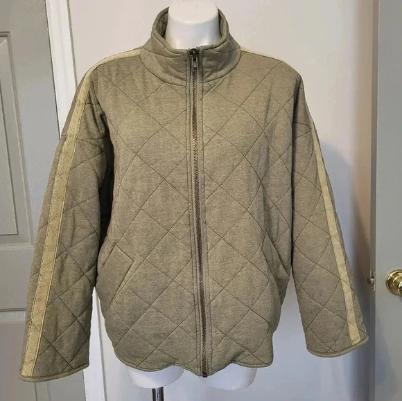 Bagatelle Collection Tan/Brown/Green Quilted Dolman Sleeve Full Zip Jacket(L) - Picture 2 of 14